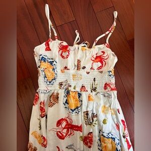 BLU PEPPER (VICI) ✨- Seaside Print Smocked Midi Dress